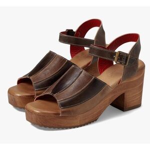 BED|STU Women's JETSETTER Wooden Platform Heeled Sandal Cold Brew Rustic SZ 9